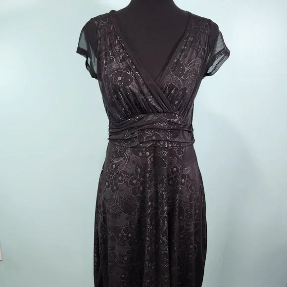 Vintage 90's Studio 1940 Black Dress Flapper Glitter Bling Vintage size  6Lot K